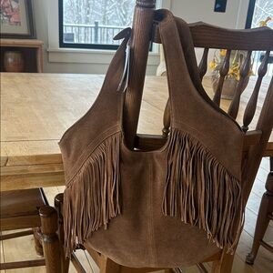 Nwt Lucky Fringe Suede Shoulder Bag